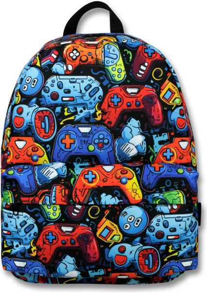 Erkek Çocuklar Için Mavi Turuncu Renkli Oyun Konsolu Baskılı Okul Çantası - 5092 fiyatları