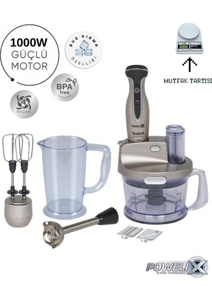 Activflow Pro Blender – 1000W Güç, 4 Bıçaklı Sistem, Geniş Aksesuar Seti ve Mutfak Tartısı