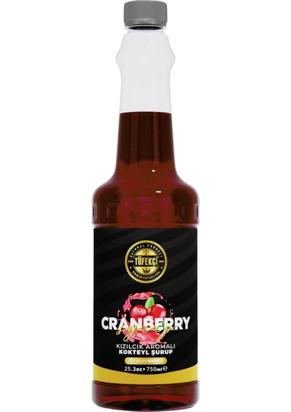 Tüfekçi Kızılcık Aromalı Şurup 750 ml - Kahve, Kokteyl, Pasta ve Tatlılar Için, Doğal Aroma, Gerçek Pancar Şekeri