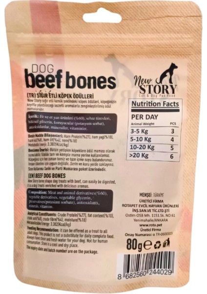 Dog Beef Bones 12X80GR. Biftekli, Köpek Ödül Maması modelleri