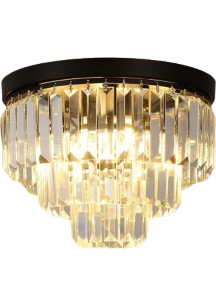 Efsane 40 Lık Kristal Taşlı Siyah Modern Salon Avize