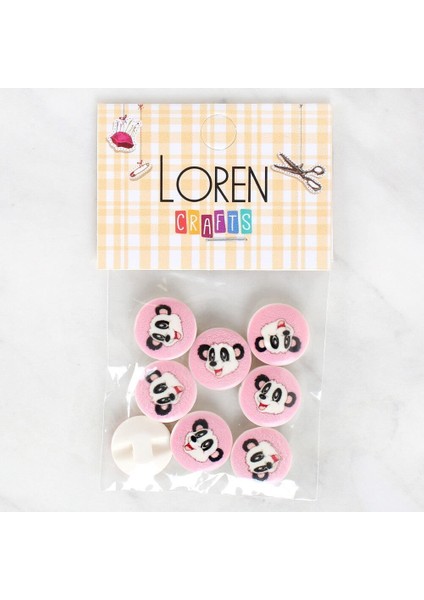 Loren Crafts 8'li Panda Düğme - 1030