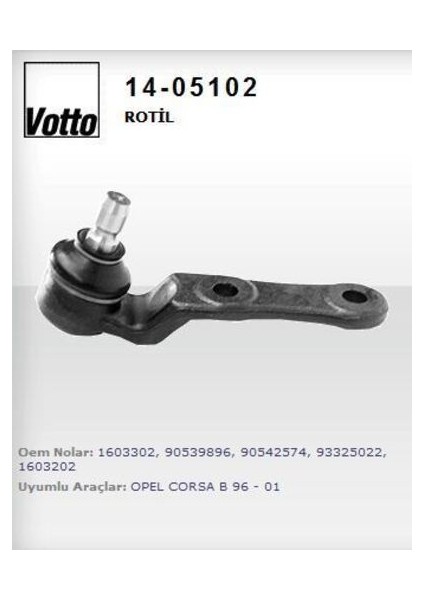 14 -5102 Rotil Corsa B 93-00 Corsa B 97- Combo 94-01 Tigra A 94-00