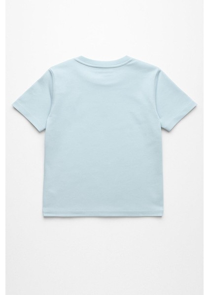 Erkek Çocuk %100 Pamuklu Baskılı Kısa Kollu Tişört - Açık Mavi (3-4 Yaş 8-9 Yaş) modelleri
