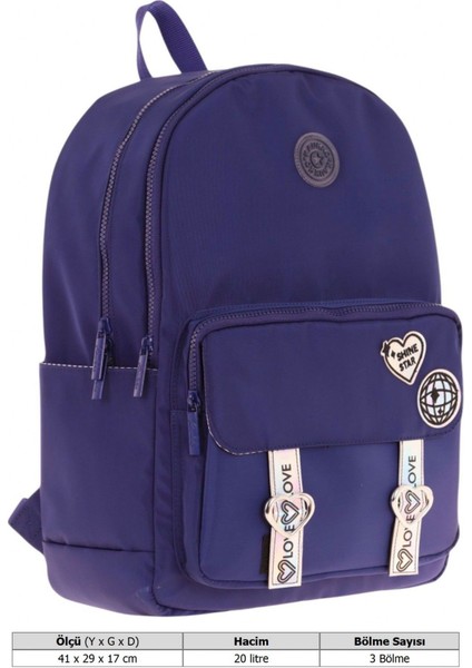 Mirror Parlak Love Şeritli Kalp Aksesuarlı Okul ve Günlük Sırt Çantası - Kız Çocuk/kadın - Lacivert - K1843 fırsatları