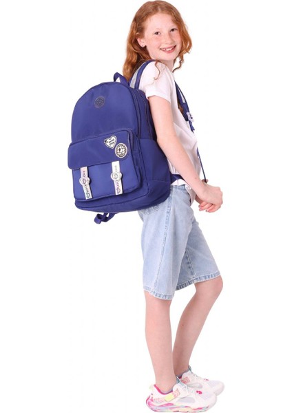 Mirror Parlak Love Şeritli Kalp Aksesuarlı Okul ve Günlük Sırt Çantası - Kız Çocuk/kadın - Lacivert - K1843 indirimleri