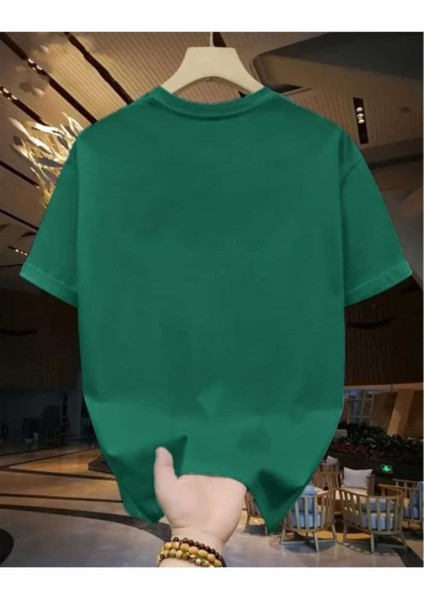 Oversize T-Shirt Black Baskılı Yeşil Renk
