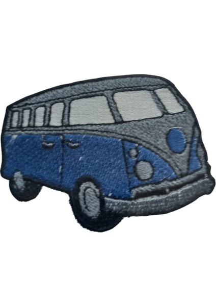 Ütü İle Yapışan Otobüs Mavi - Gri Arma 4x2 cm