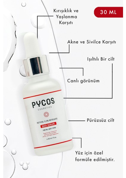 Pycos Cosmetıcs Retinol 0.5% Cilt Bakım Serumu 30 ml modelleri