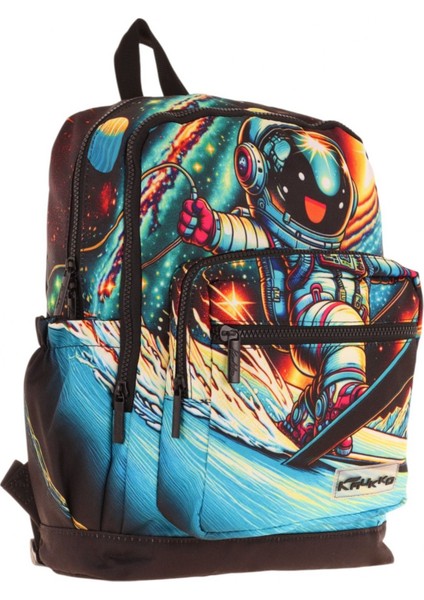 Dört Bölmeli (Erkek Çocuk - Siyah - Kayak Yapan Astonot) - Ilkokul Okul Sırt Çantası - L5272