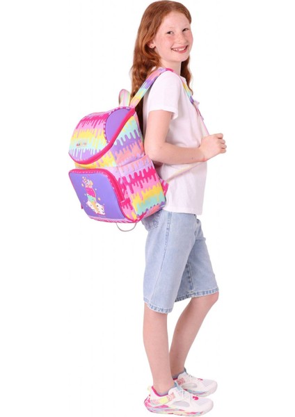 Iki Bölmeli Ergonomik Kız Çocuk Okul Çantası (Sarı Mor - Dondurma Baskılı) - L5247 indirimleri