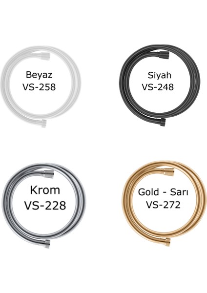 Europe 150 Cm Siyah, NeoFlex Pvc, Patlamaz, Gerçek Prinç, Çift Kenetli, 5 Katmanlı, Sağlıklı Duş Hortumu VS-248 fırsatları