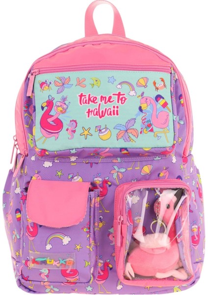 Kız Çocuk Peluş Flamingolu Ilkokul Okul Sırt Çantası - Mor Pembe - L5240 fiyatları
