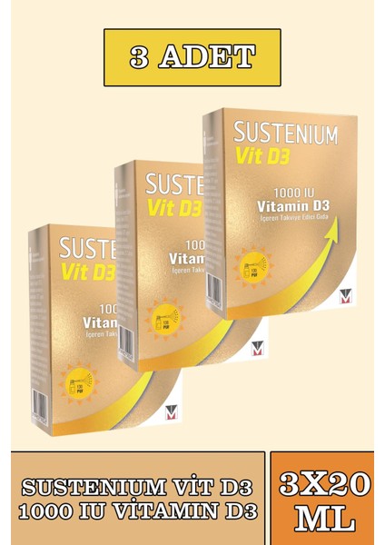 Sustenium Vitamin D3 1000 Iu Sprey 20 ml 3 Adet