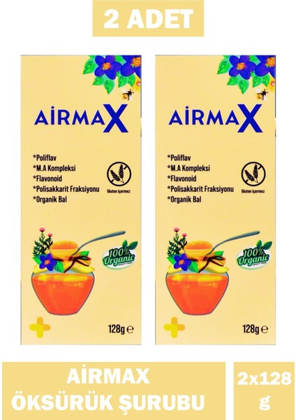 Airmax Organik Bal Şurubu 128 gr 2 Adet