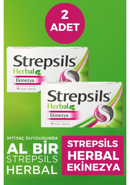 Strepsils Herbal Ekinezya Aromalı 16 Pastil 2 Adet