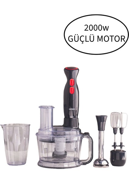 2000W Hepsi Bir Arada Buz Kırma Fonksiyonlu Çok Amaçlı Mutfak Robotu Black