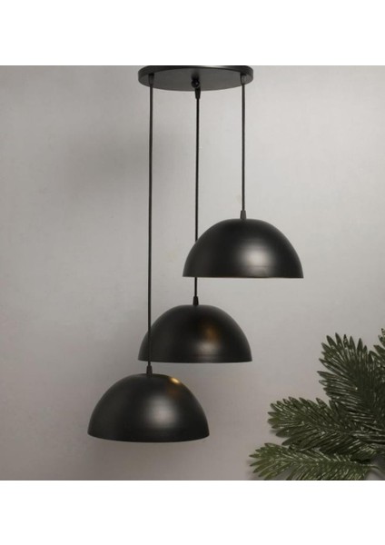 Mylightssiyah Üçlü Metal Sarkıt Avize Başlıklar 20 cm
