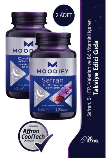 Moodify Safran 5 Htp Valerin Vitamin B6 30 Kapsül 2 Adet