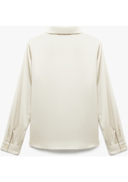 Klasik Yaka Düğmeli Uzun Kollu Saten Gömlek fiyatları