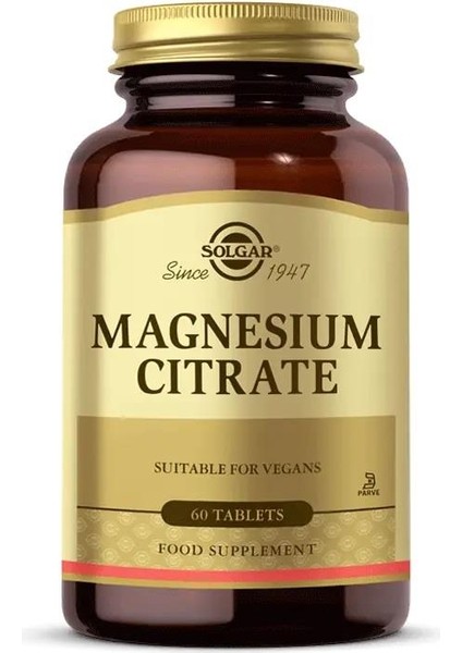 Solgar Magnesium Citrate 200 Mg 60 Tablet