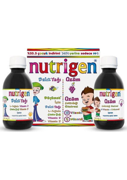 Nutrigen Balık Yağı 200 ml + Üzüm Çekirdeği Ekstresi 200 ml