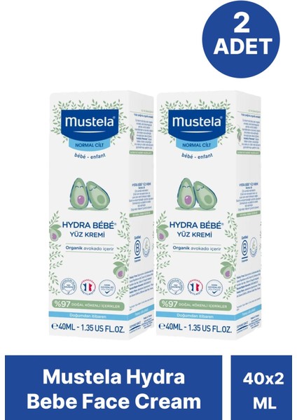 Mustela Hydra Bebe Face Cream 40 ml 2 Adet