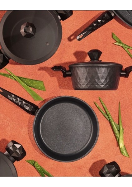 Bio Diamond Antibakteriyel Kulplu Indüksiyon Tabanlı 7 Parça Tencere Seti modelleri