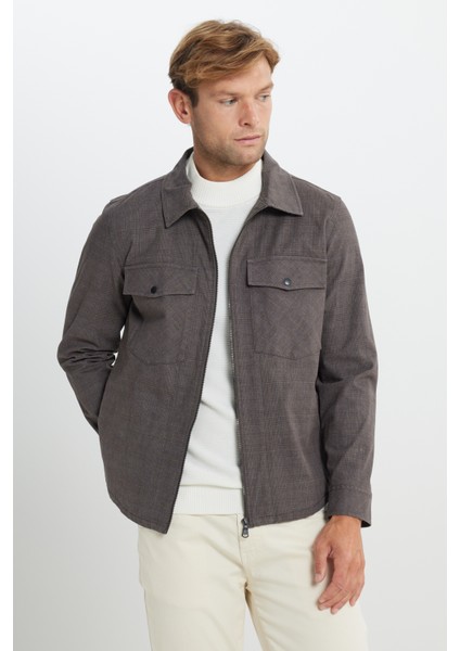 Standart Fit Normal Kesim Pamuklu Yan Cep Gömlek Ceket