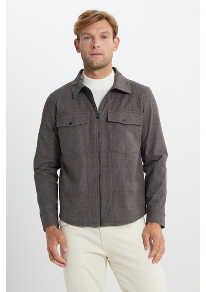 Standart Fit Normal Kesim Pamuklu Yan Cep Gömlek Ceket indirimleri