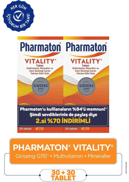 Asfstore Pharmaton Vitality 30 Tablet Avantajlı 2'li Paket - 2.si %70