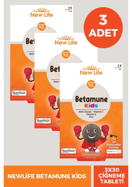 New Life Betamune Kids 30 Yumuşak Kapsül 3 Adet