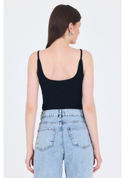Siyah Ince Askılı Çıtçıtlı Bodysuit 13255 indirimleri