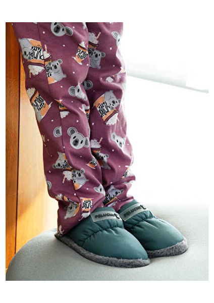 Mold Gray Parachute Child Slipper Çocuk Günlük Ev Pandufu Par-Ckı Yeşil