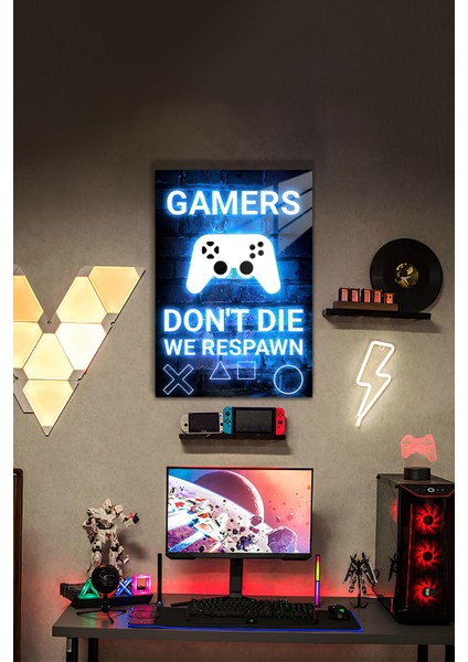 Oyun Konsolu Temalı Gamers Dont Die Hd Metal Tablo Poster
