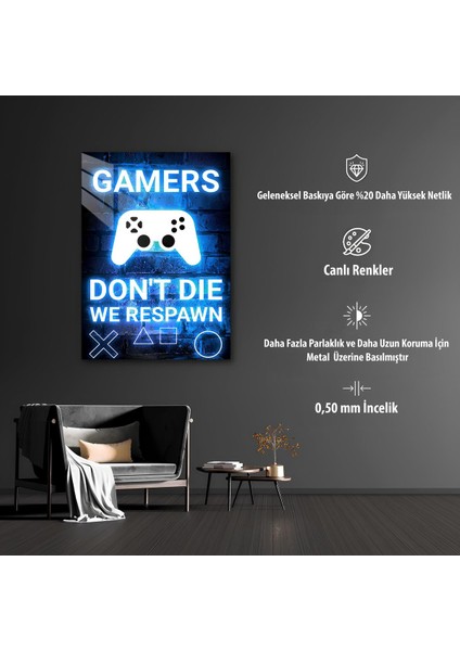 Oyun Konsolu Temalı Gamers Dont Die Hd Metal Tablo Poster modelleri