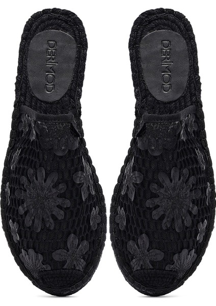 Kadın Siyah Desenli Espadril Terlik 25SFD20626F