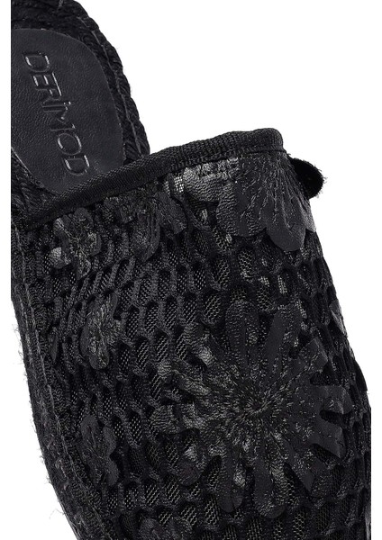 Kadın Siyah Desenli Espadril Terlik 25SFD20626F