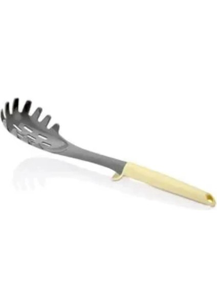 Pastel Sarı Ayaklı Sağlam Plastik Dayanıklı Sağlam Spagetti Kepçesi Sunum Kaşığı 30CM