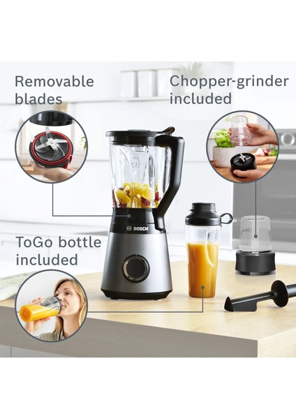 Cam Hazneli Blender Vitapower Serie | 4 1200 W Gümüş