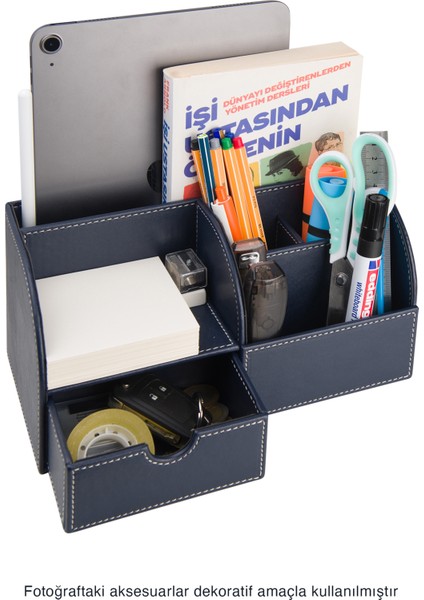 Masaüstü Organizer,kalemlik,kumandalık,küp Bloknotluk,tabletlik,kitaplık,6 Gözlü,çekmeceli,lacivert modelleri
