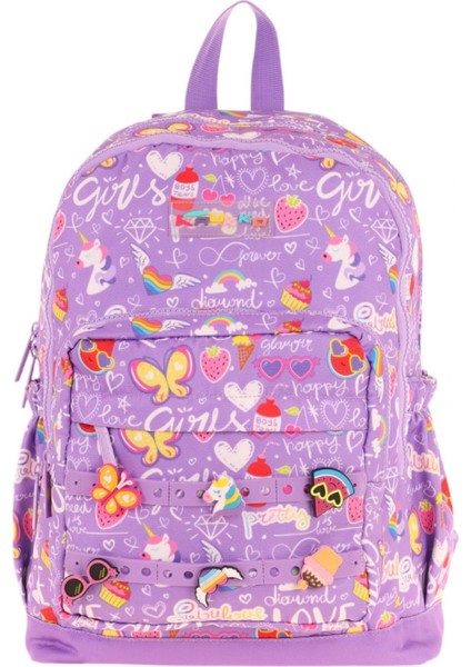 Kids Dört Bölmeli Kız Çocuk Silikon Aksesuarlı Mor Ilkokul Çantası fiyatları