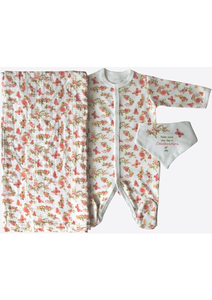 Organik Fly Butterfly 3'lü Takım Pembe