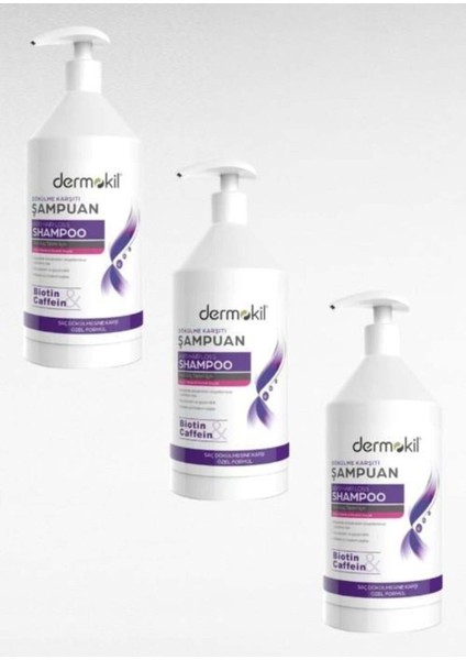 Dermokil Dökülmekarşıtı Şampuan Biotin&caffeine 1000 ml X3 Adet