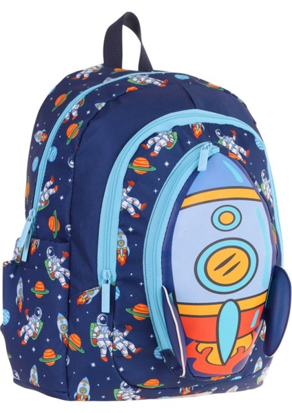 Kids Üç Gözlü (Erkek Çocuk) Okul Sırt Çantası (Roket Detaylı) - L5260