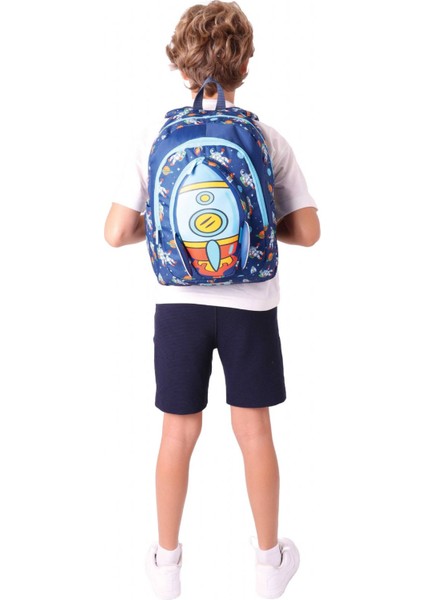 Kids Üç Gözlü (Erkek Çocuk) Okul Sırt Çantası (Roket Detaylı) - L5260