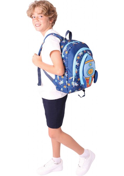 Kids Üç Gözlü (Erkek Çocuk) Okul Sırt Çantası (Roket Detaylı) - L5260