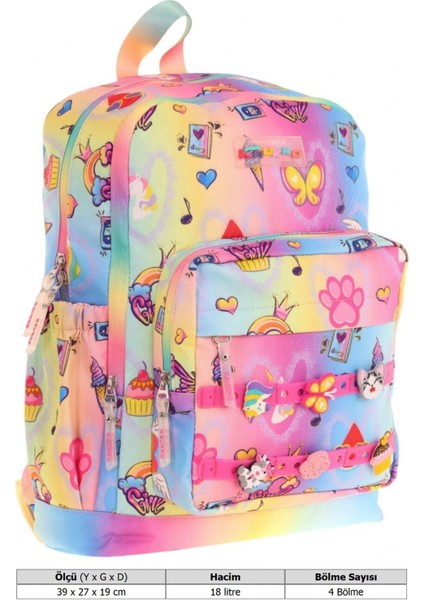 Kids Dört Bölmeli Kız Çocuk Silikon Aksesuarlı Mavi Sarı Ilkokul Çantası fırsatları