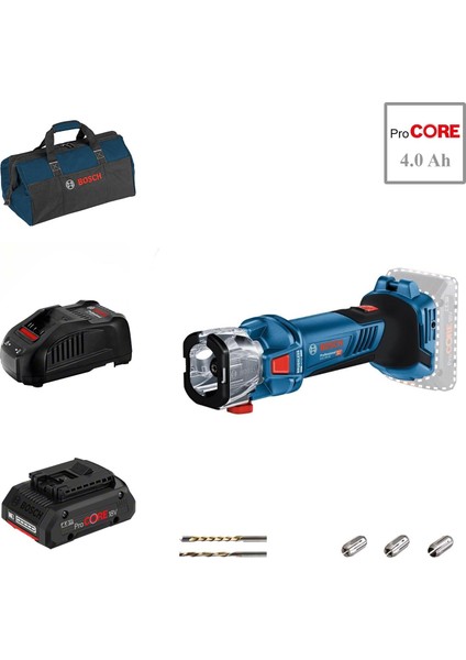 Gcu 18V-30 1x4 Ah Procore Akülü Freze / Kuru Levha Kesme Makinesi Bez Çantalı