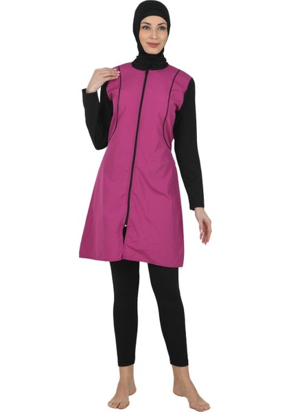 Tam Kapalı Paraşüt Kumaş Büyük Beden Tesettür Mayo 3372
